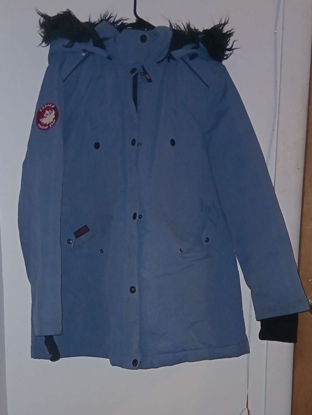 Canada Weather Wear Women's Light Blue Parka with Faux Fur Hood